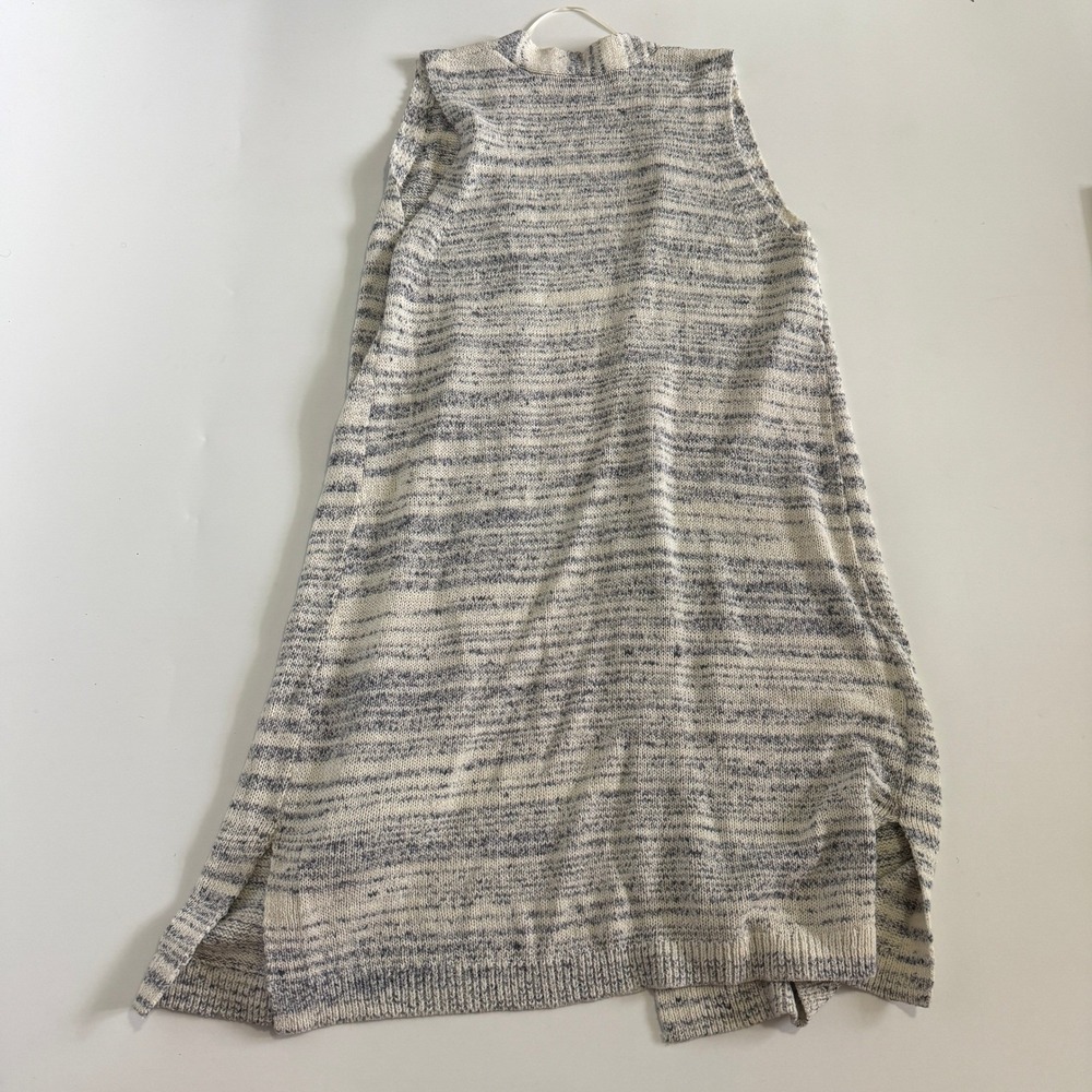 Loft Outlet XS Blue Ivory Striped Open Front Longline Sweater Cardigan Sz XS - Picture 9 of 9